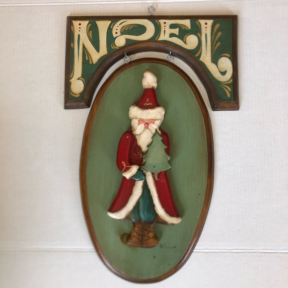 Vtg Handmade Santa Noel Wall Hanging - Picture 3 of 12